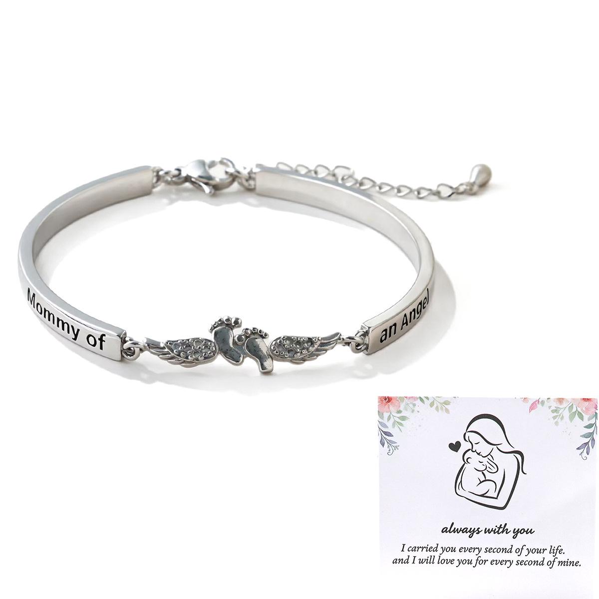 Мемориальный женский браслет на щиколотку «Крылья ангела для мамы»