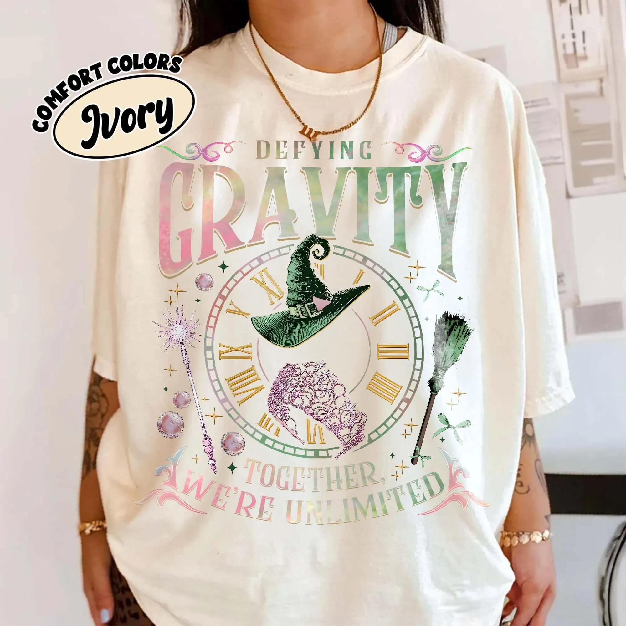 

Defy Gravity Shirt Comfort Colors Shirt Retro Wicked Together Were Unlimited Kids TShirt Broomstick Magic Wand Musical 4XL