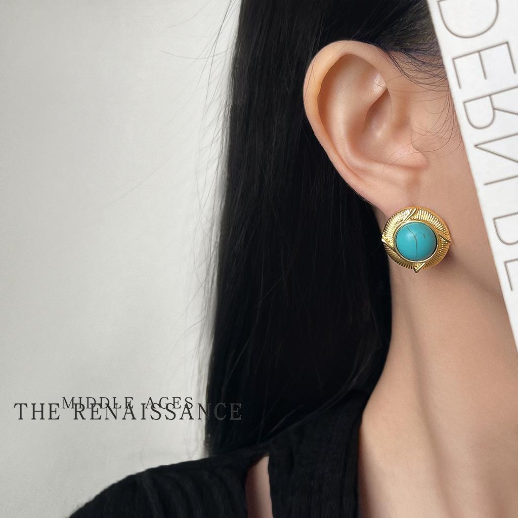 Synthetic Turquoise Earrings Collection Literary Retro Ethnic Style Earrings Women