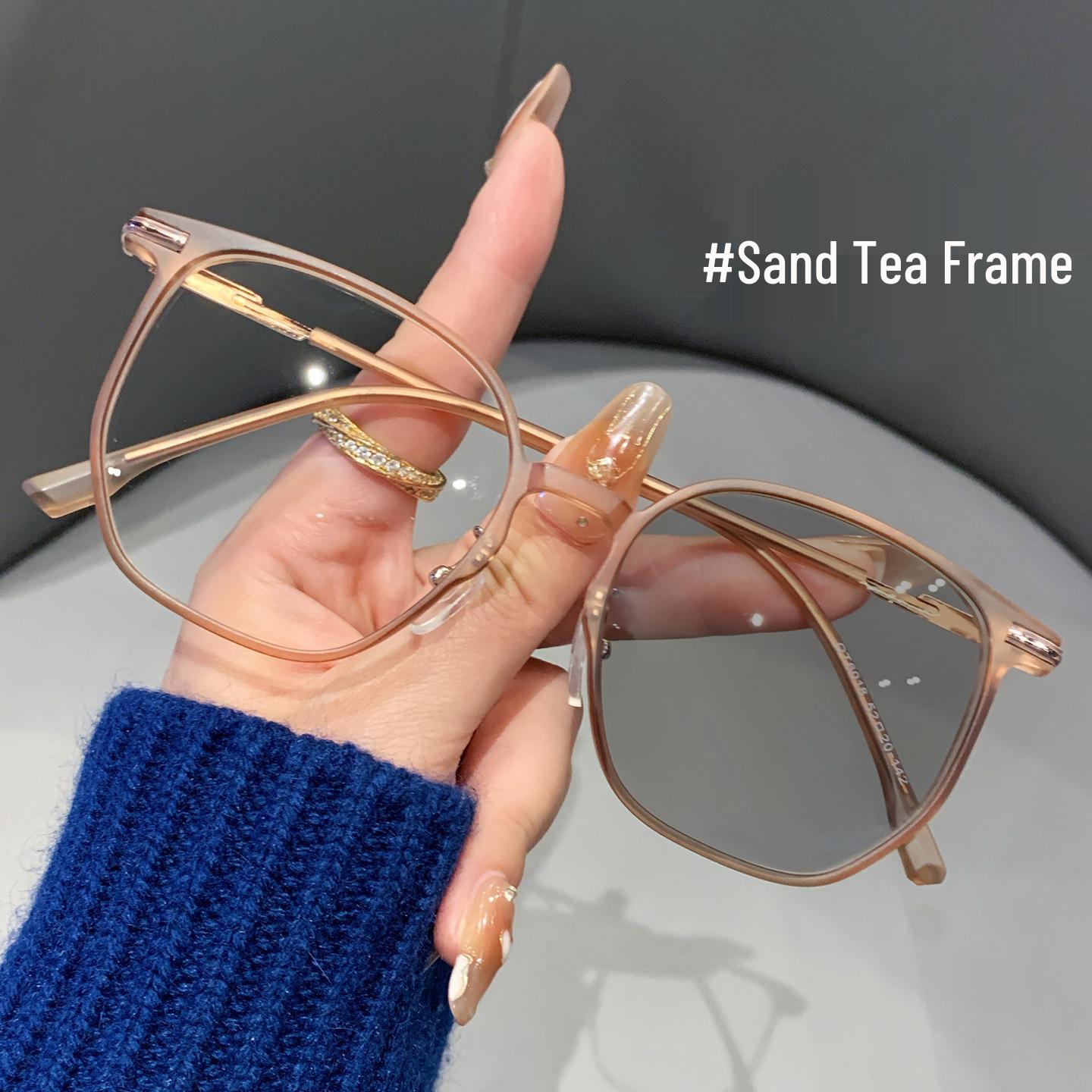 

Women s Ultra-Light Polygonal Frosted Tea-Grey Photochromic Myopia Glasses, Anti-Blue Light, Ideal for Round Faces, High-End Feel Anti-blue Light 0 Diopters (No Color Change)