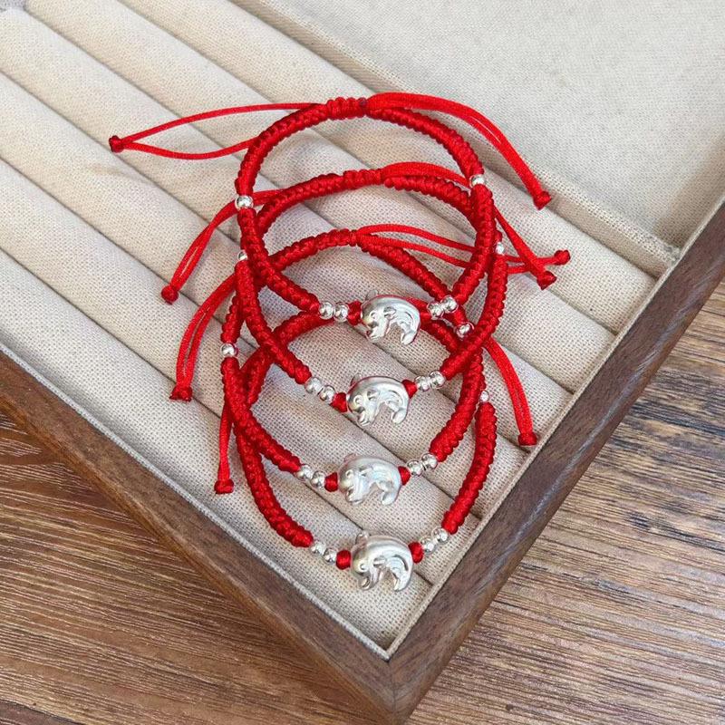Handmade Sterling Silver & Red String Bracelet with Zodiac Charm