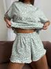 Casual Fashion Printed Pajamas Women's Top Shorts Casual Two Piece Set
