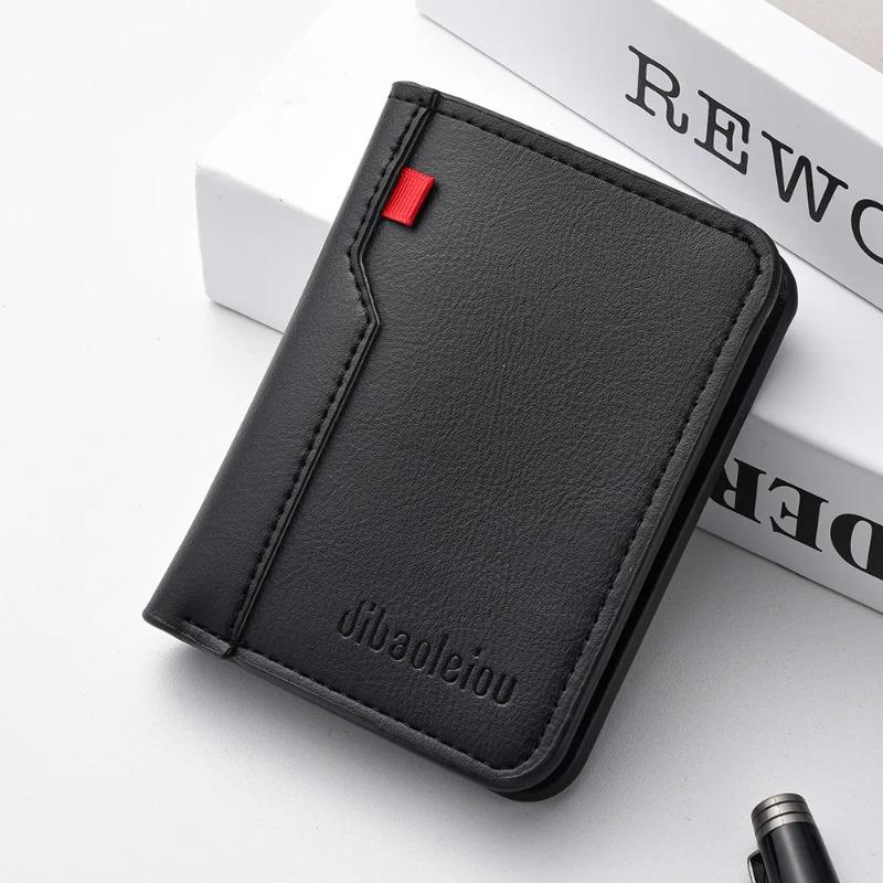 Men's Thin PU Leather Card Holder Slim Vertical Credit Card Wallet for Daily Carry Minimalist Design Holds Multiple IDs and Cash