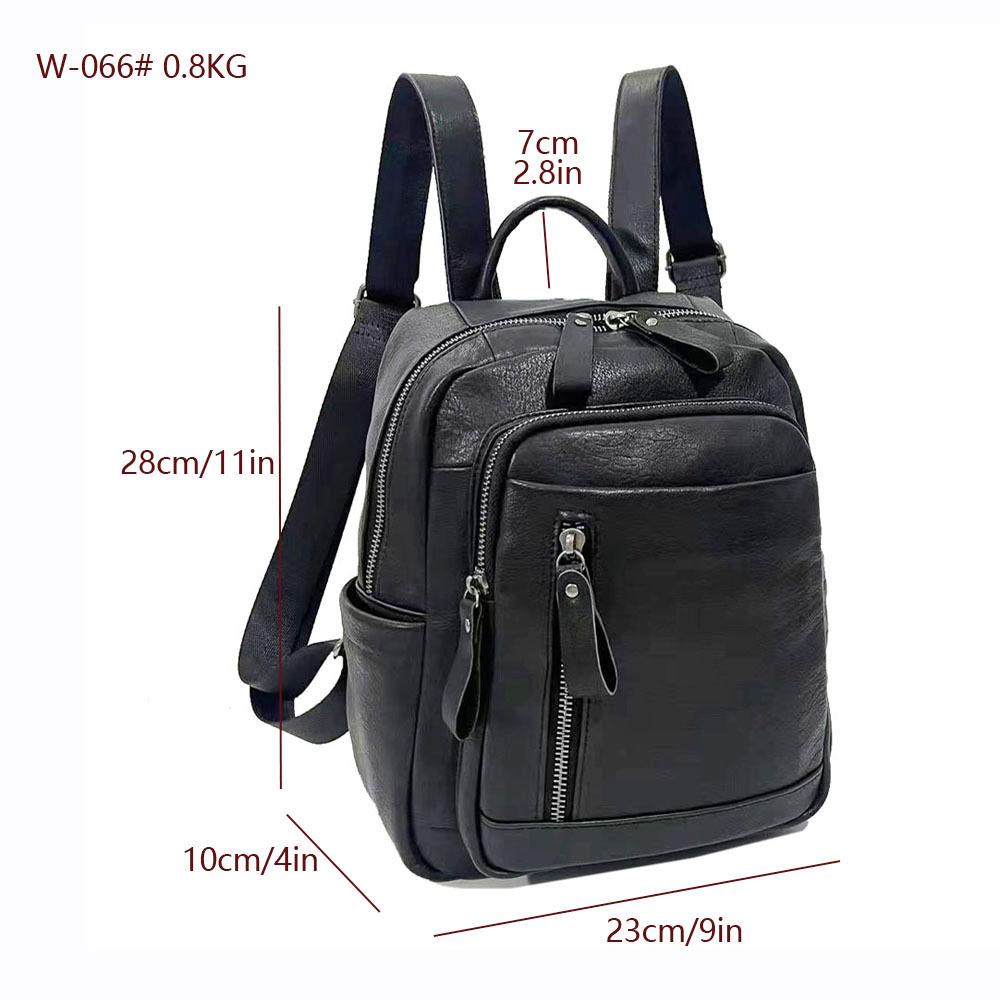 Leather Backpack Women'S Schoolbag Black Soft Cowhide Casual Backpack Small Women Travel Backpack