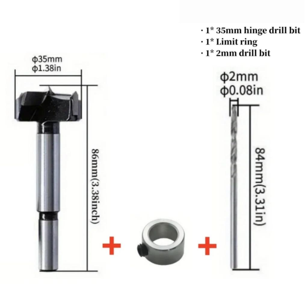 Hinge Drilling Guide Jig or Drills Accessories - 35mm Hinge Boring Jig Kit Aluminum Hinge Hole Opener Template Puncher Locator