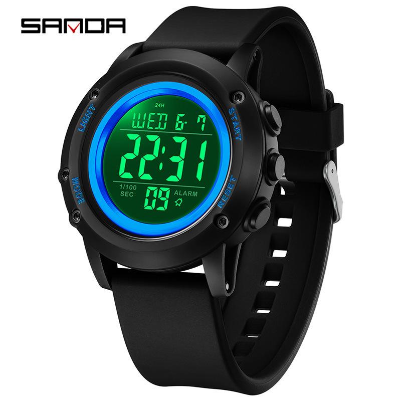 SANDA Outdoor Sports Watch LED Digital Display Electronic Watch Luminous Alarm Clock Trendy Electronic Watch