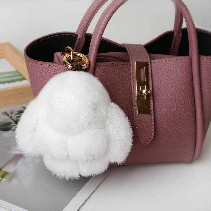 10CM Mini Fluffy Real Fur Pompon Bunny Women Girls Cute Plush Rabbit On Bag Jewelry Wedding Party Toy Kid Gift Bag Charm