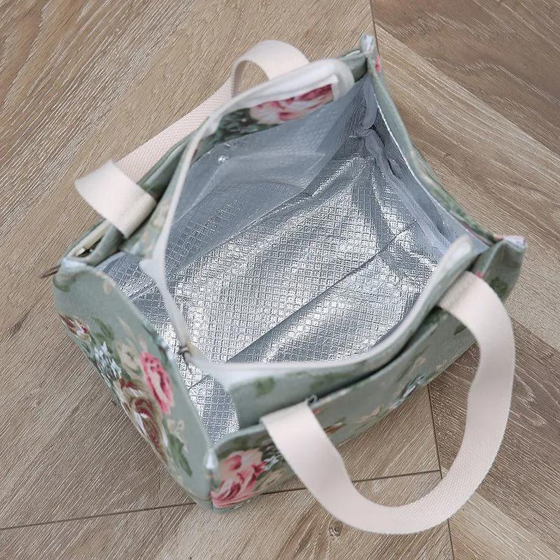 WTEMPO Large Capacity Insulated Handbags Hand-carried Lunch Bag for Work Oil-proof Lunch Box Bag Mommy Zipper Bags