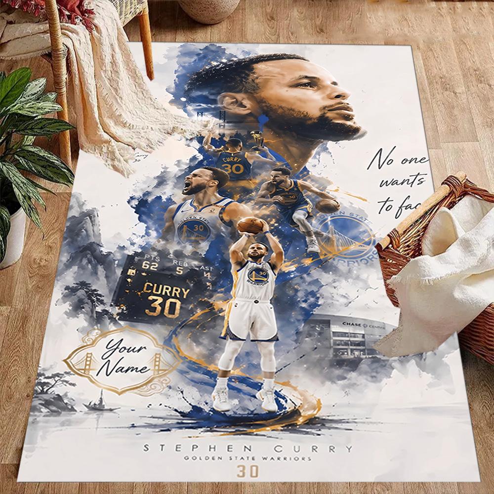 Golden State Curry Celebration Customizable Name Area Rug Perfect for Decorate Room Dormitory Playrooms Balcony Anti-slip Rug Anime Office Decor