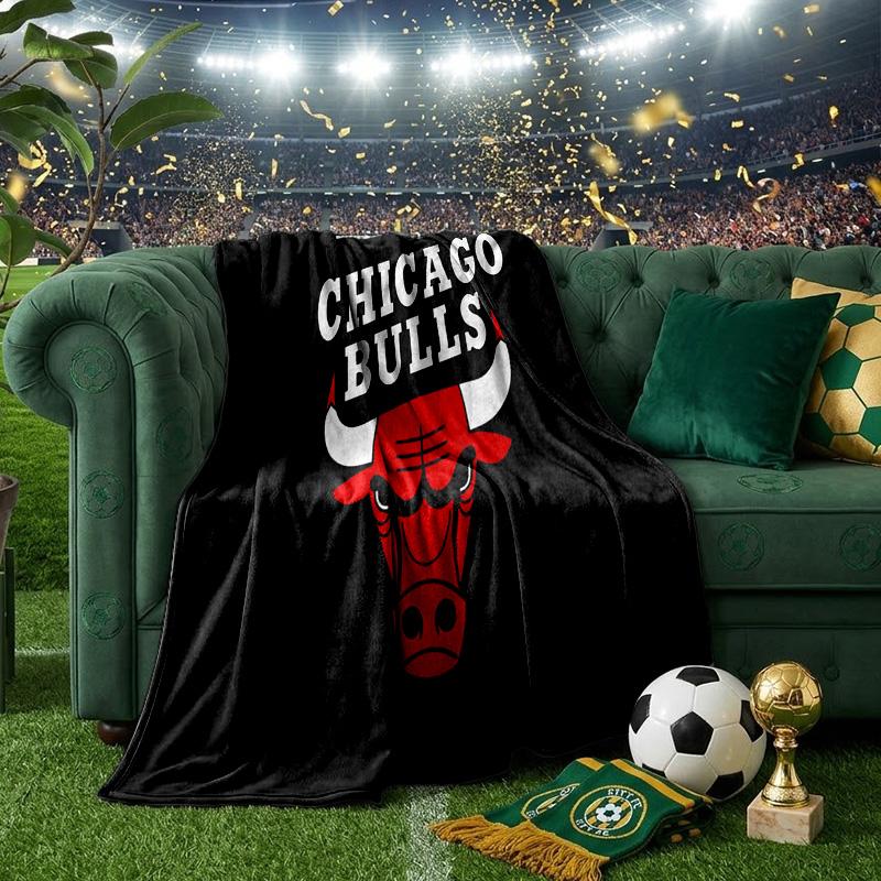 Coperta Logo Chicago Bulls Coperta in Flanella Peluche per Divano Letto Regali per Uomini Donne Coperta da Viaggio Picnic Regali di Natale per Fan