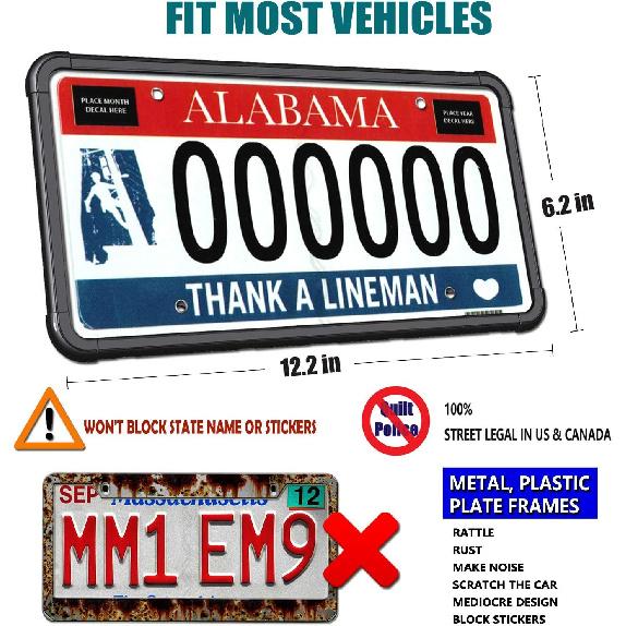 Aootf License Plate Protector- Clear Novelty Number Plate Cover With Silicone Car Tag Frame, Unbreakable Cover To Protect Front Or Back License Plate