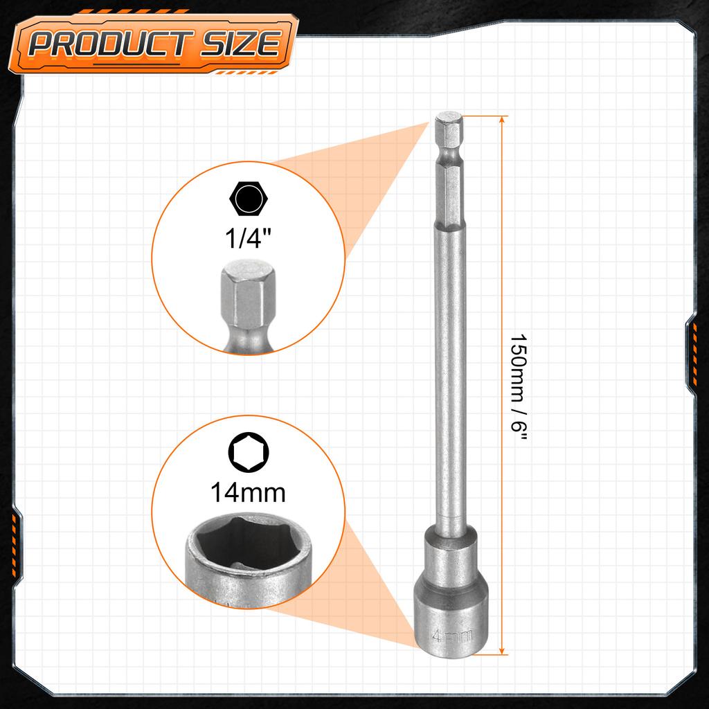 3/5pcs Nut Driver Drill Bit 5.5mm-18mm Metric Impact Socket 1/4" Hex Shank 6" Extra Long Magnetic 6-Point Sockets Bolt Setter