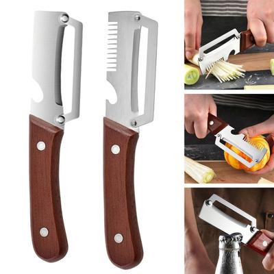 Vegetable Peeler with Handle, 3-in-1 Stainless Steel Peeler, Scallion Shredder And Bottle Opener, Multi-Functional Peeler for Pumpkin Sugar Cane