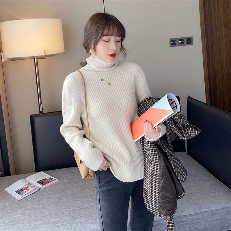 Turtleneck Pit Strip Sweater Women's Top Autumn and Winter Loose Bottoming Shirt New Versatile Pullover Knitted Outer