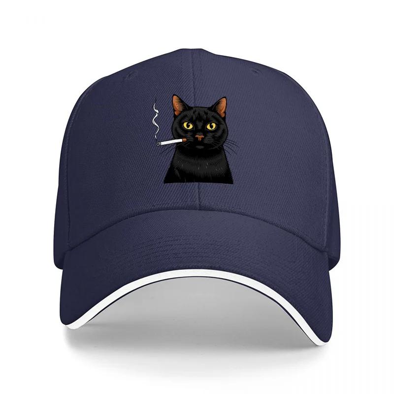 Black Cat Embroidered Baseball Cap Classic Style Adjustable Hat for Men and Women Fashionable Design with Cute Animal Print