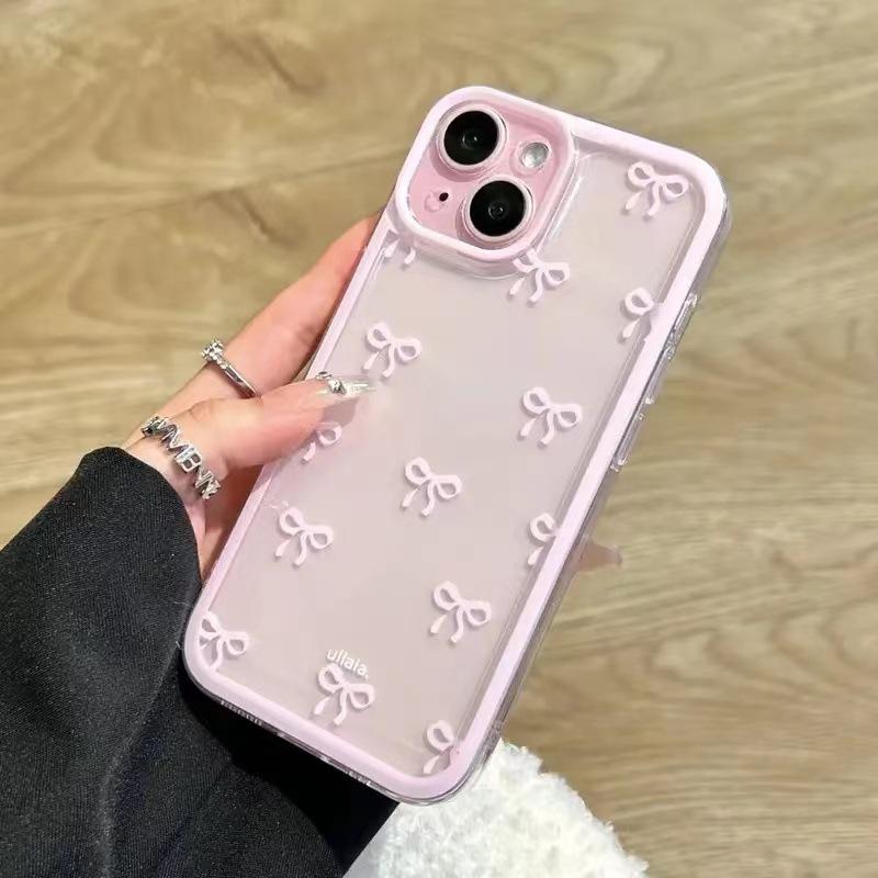 Cute Purple Pink Bow Soft Clear Case Protection for IPhone 15 14 13 12 11 14 Pro Max Soft Camera Protection Case for IPhone 15