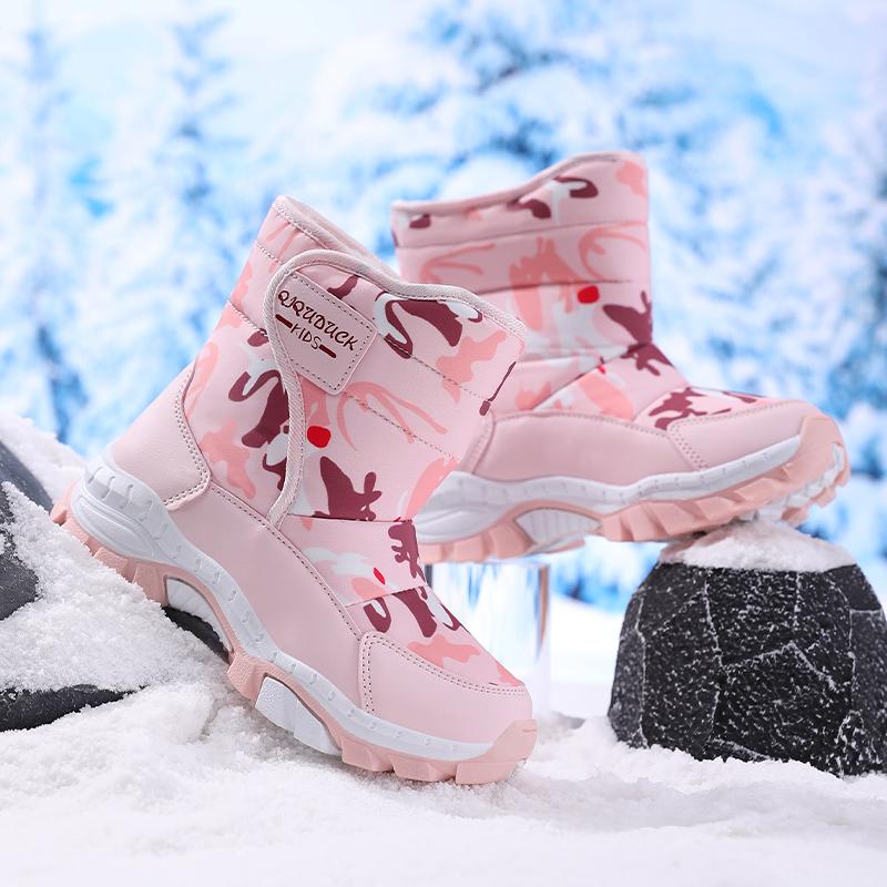 Autumn/Winter High-Top Kids Winter Snow Boots Cotton Shoes Fluffy Wolf Teeth Non-slip Warm Girls Snow High Top Sports Shoes