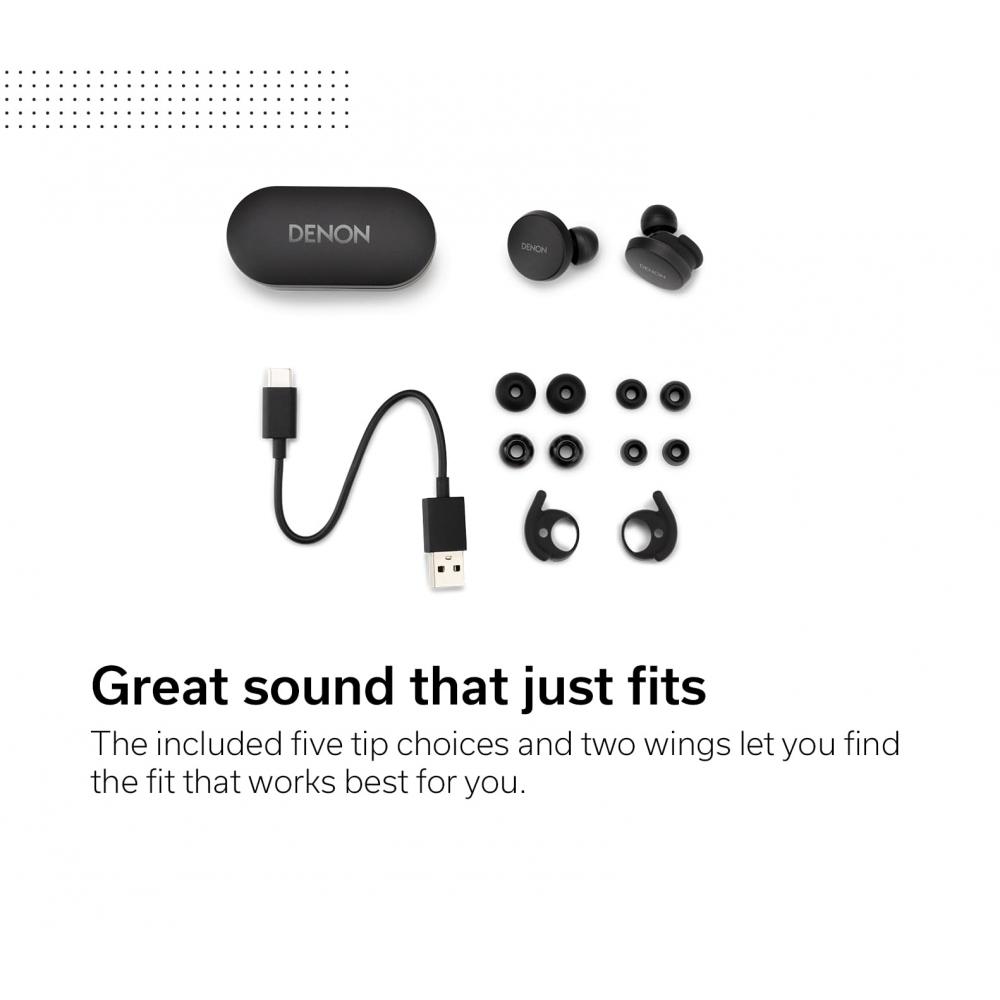 Denon Wireless Earphones Bluetooth PerL AH-C10PL Personalized FunctionaptXIPX4 SplashproofQuickSwitchWith Microphone Black AHC10PLBKEM