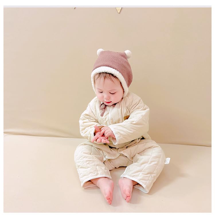 Babykoi Baby Clothes Long Sleeve Romper Spring Autumn Winter Clothes Newborn Thick Cotton Coveralls Baby Girls Preparing for Maternity Gift Plain
