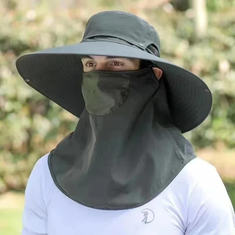 Men's 3-Piece Fishing Hat Set - Camo Military Sun Hat with 12cm Shawl Veil, Sandproof & Waterproof for Summer Outdoor Camping