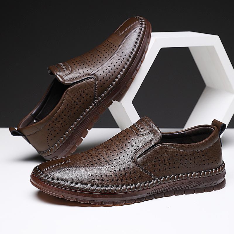 Leather shoes men's summer new casual men's shoes soft sole soft surface non-slip driving