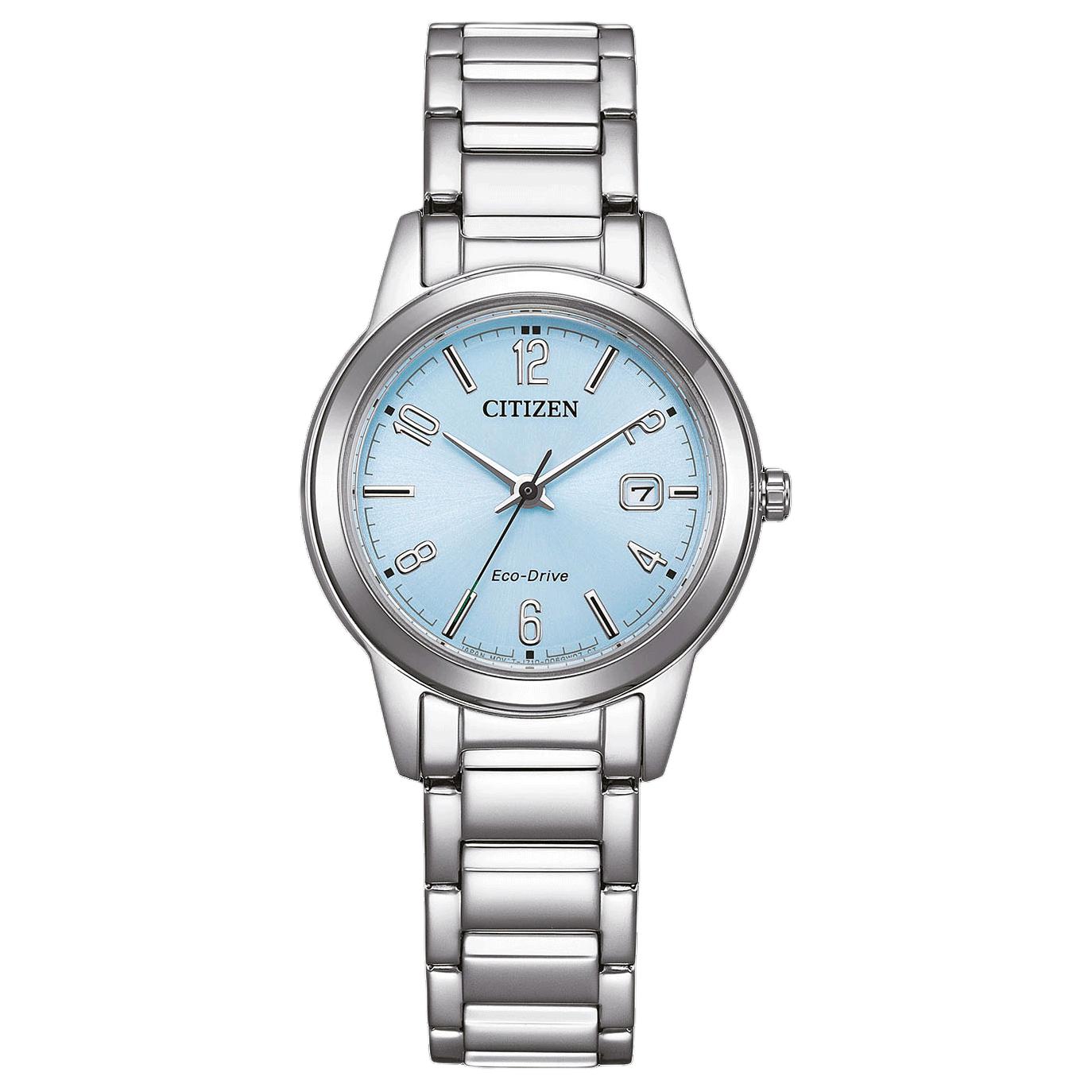 CITIZEN 30m Water Resistant Light Powered Quartz Movement Stainless Steel Strap Watch 29.4mm FE1241-71L Blue Dial