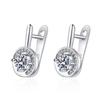 Cute Female White Round Zircon Stone Hoop Earrings Vintage Fashion Silver Color Wedding  For Women
