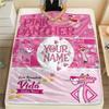 1PC Pink Panther Party Custom Name Patterned Flannel Blanket Suitable For All Seasons For Home Decor Warmth And Comfort Gifts Holiday Present