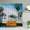 Shower Curtain Funny Shower Curtains for Bathroom Vintage Summer Holiday Retro Bus Camper Van Shower Curtains Surfboard Palm