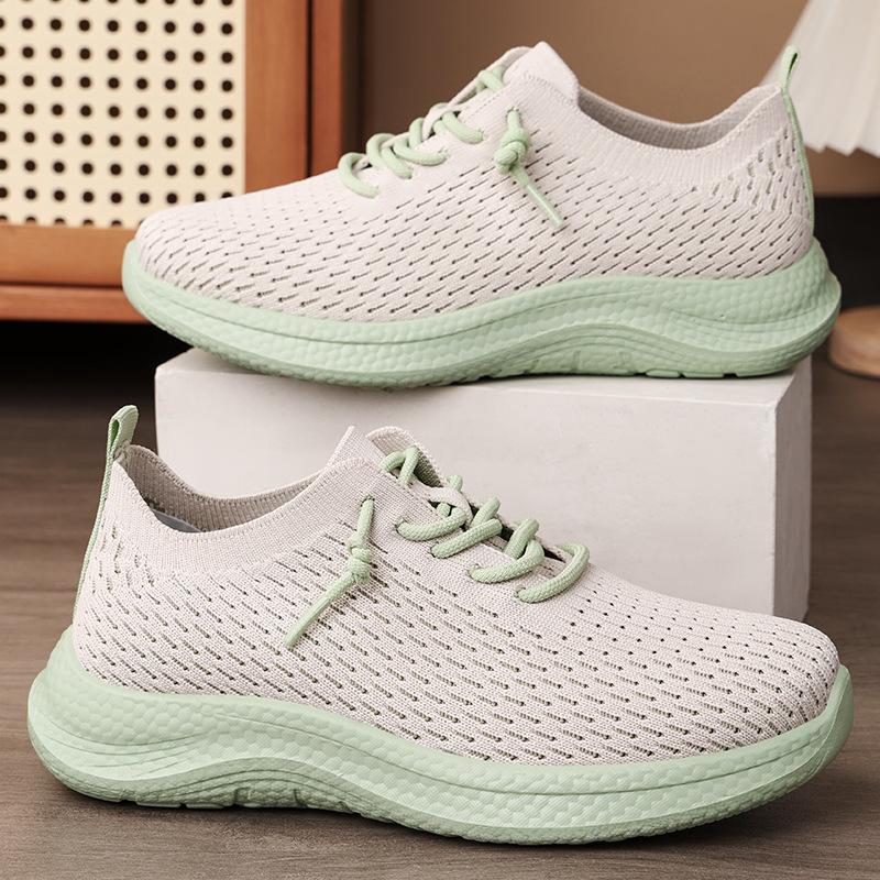 Women's shoes Casual shoes Flying woven breathable single shoes Soft sole Lightweight shoes Women's lace-up shoes
