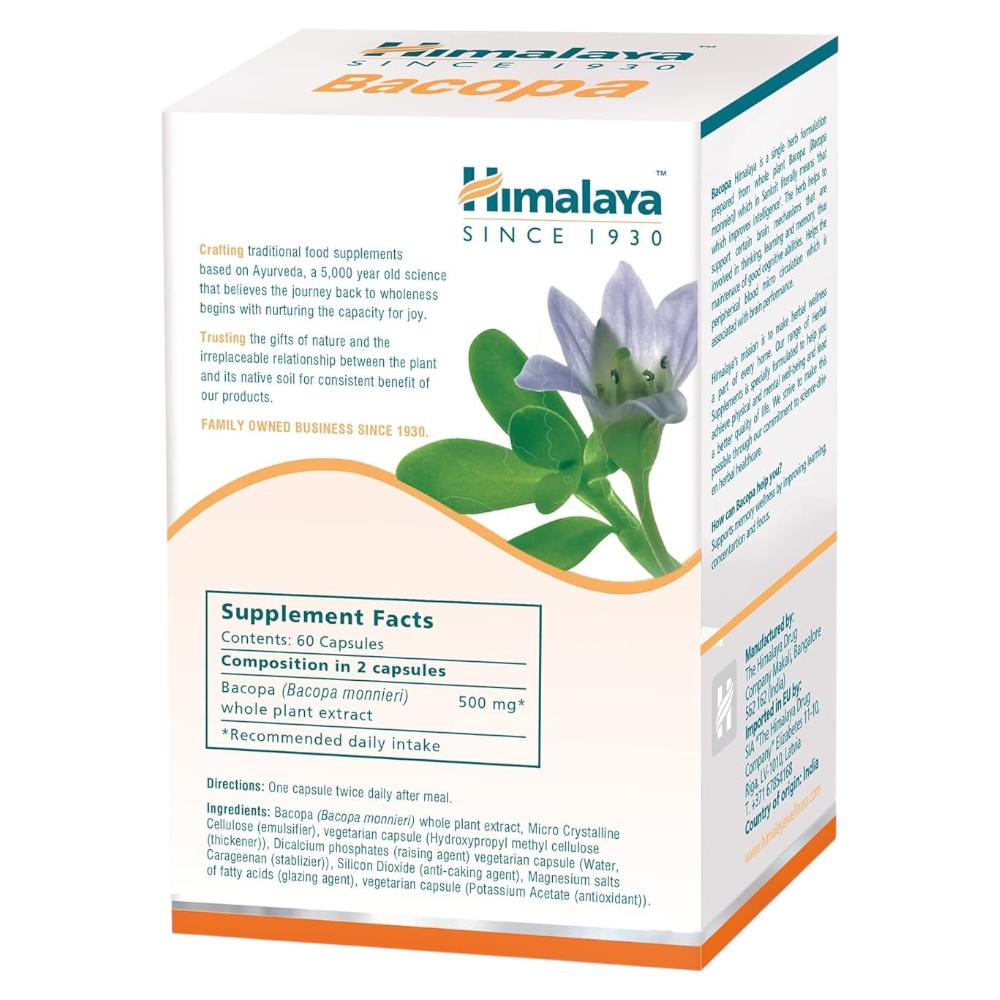 Himalaya Wellness Brahmi Tablets 60 Tablets Each Natural Mind Health Booster Pack of 2