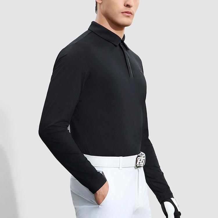 FILA 2023 Autumn New Fashion Casual Knitted Long Sleeve Polo Shirt Men tops Deep-Black A11M335203FBK