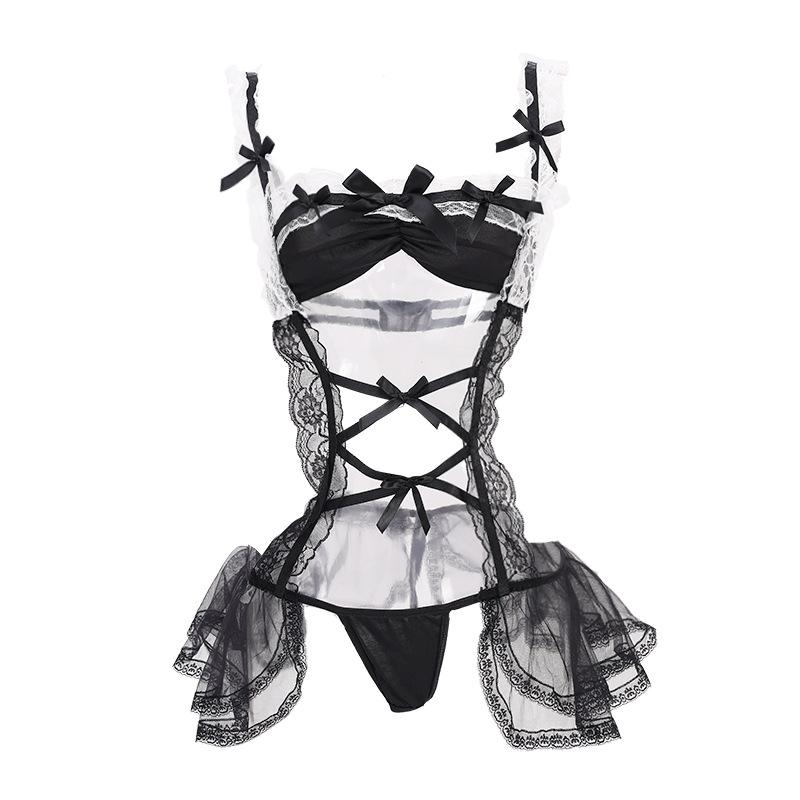 Sexy lingerie sexy tutu seduction mesh maid suit lace perspective maid