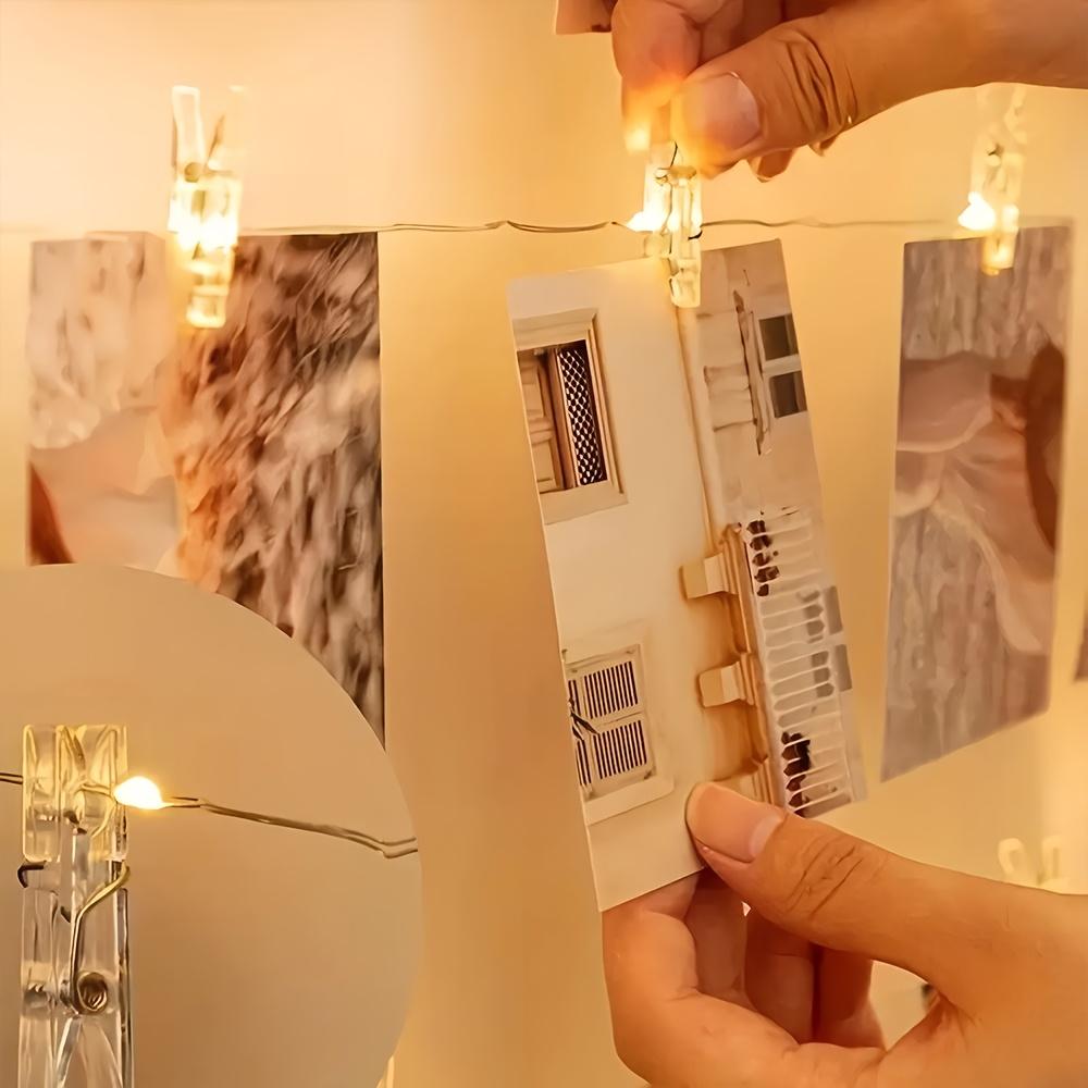 1 String LED Fairy Lights with Photo Frame Clips -in/Battery-Free (Batteries Not Included) String Lights for Photo Wall,Wedding,Christmas Decorations