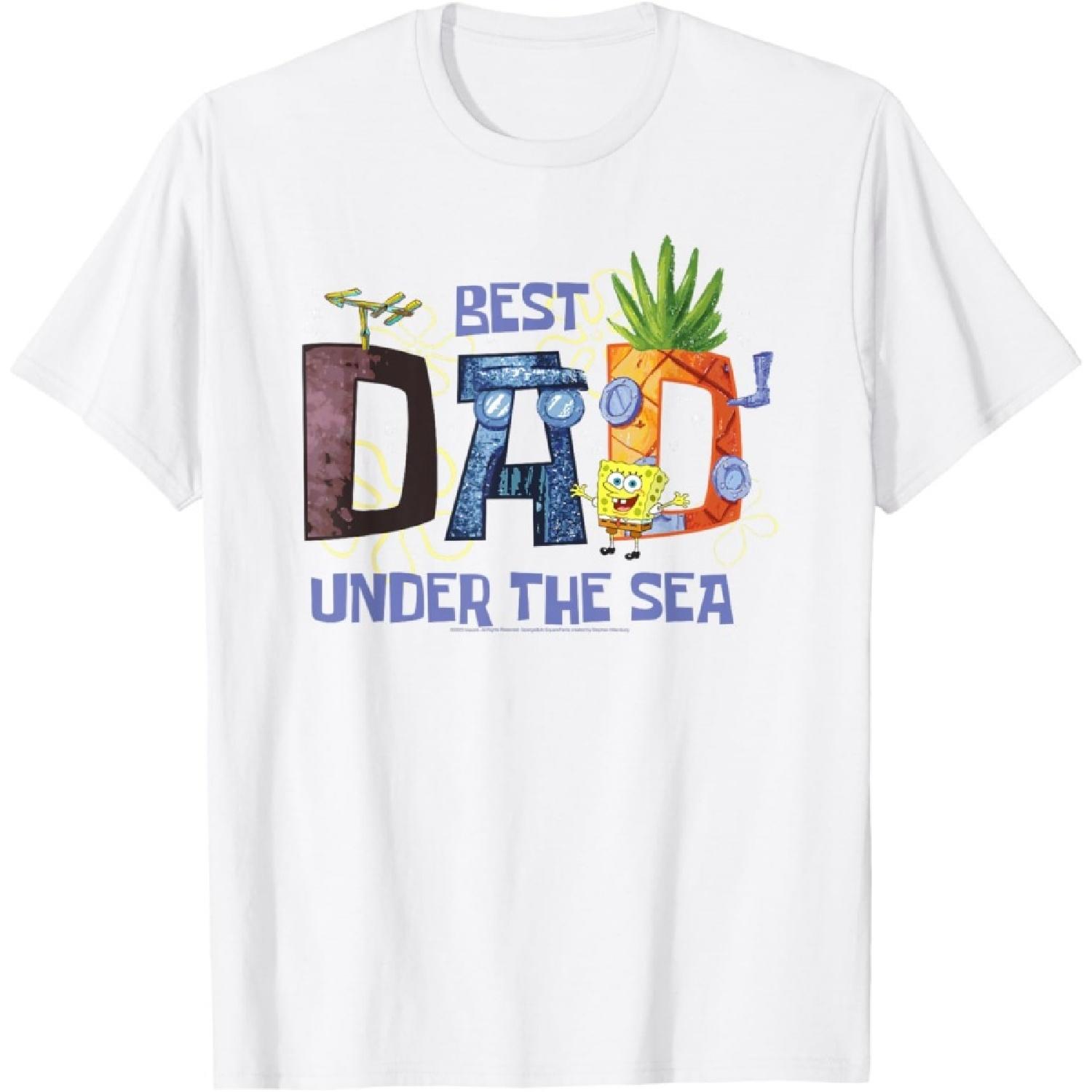 Мультяшная футболка Губка Боб Квадратные Штаны Лучший папа на дне морском XXXXXL белый