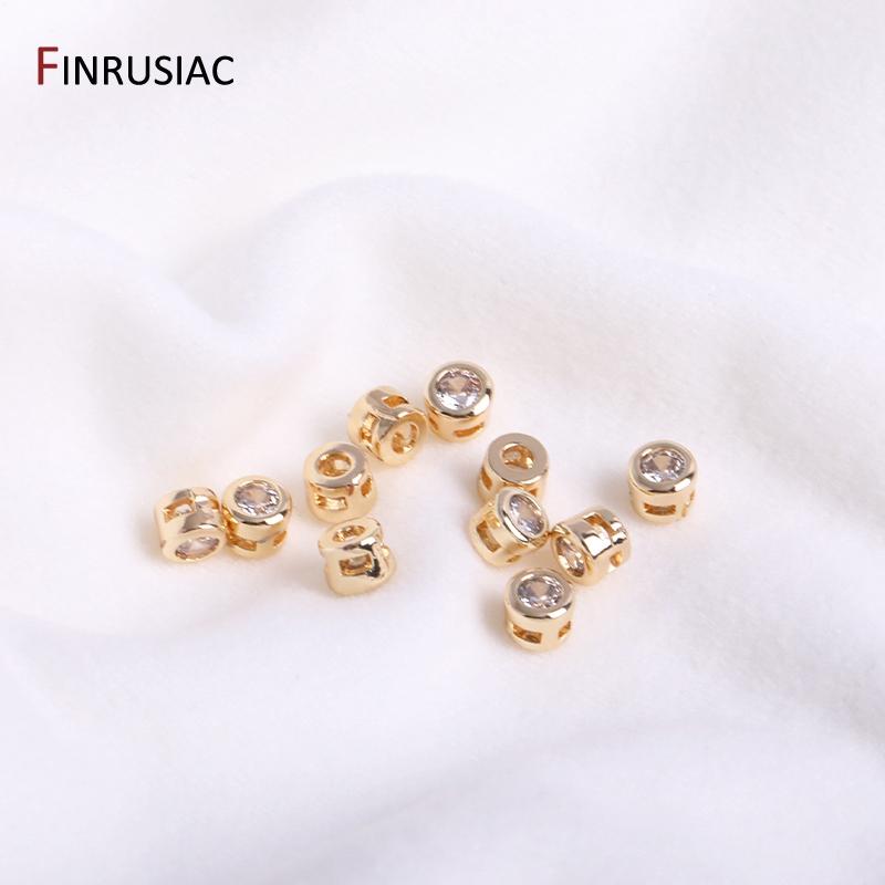 Trendy 14k Gold Plated Zircon 4.3*3.3mm Loose Beads Spacer Beads For DIY Bracelet Bead Jewelry Making Supplies Wholesale
