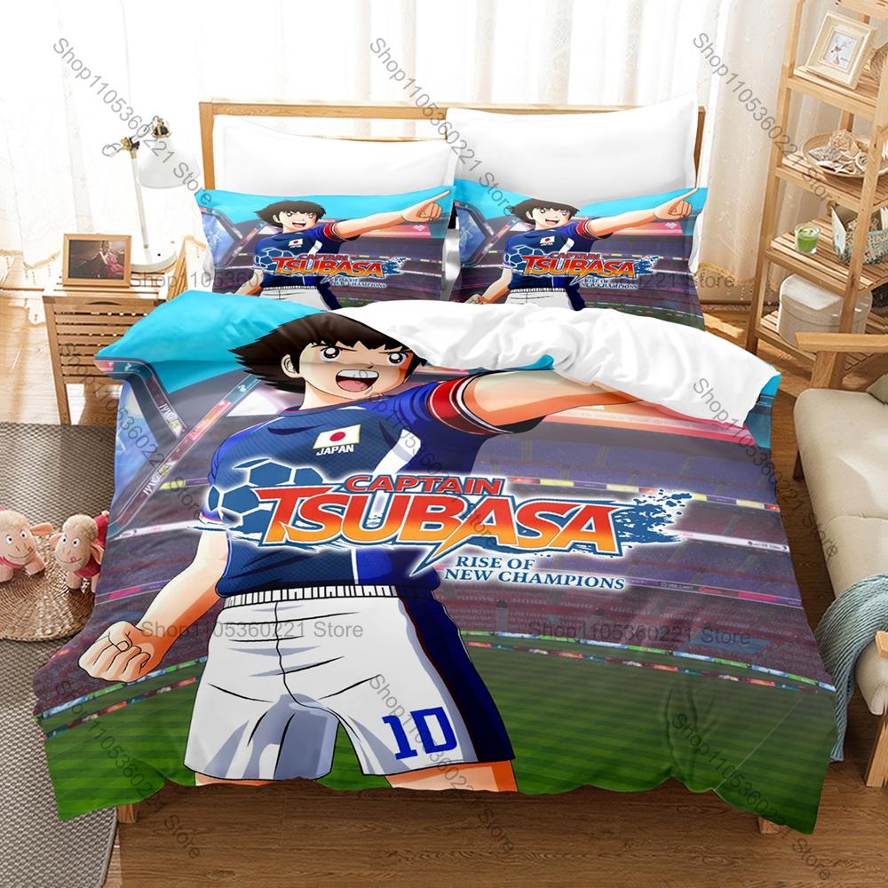 Personalità Captain Tsubasa Calcio Manga Set Biancheria da Letto Nuovo Microfibra Spazzolata Copripiumino Federa Singolo Matrimoniale Queen King Size Casa