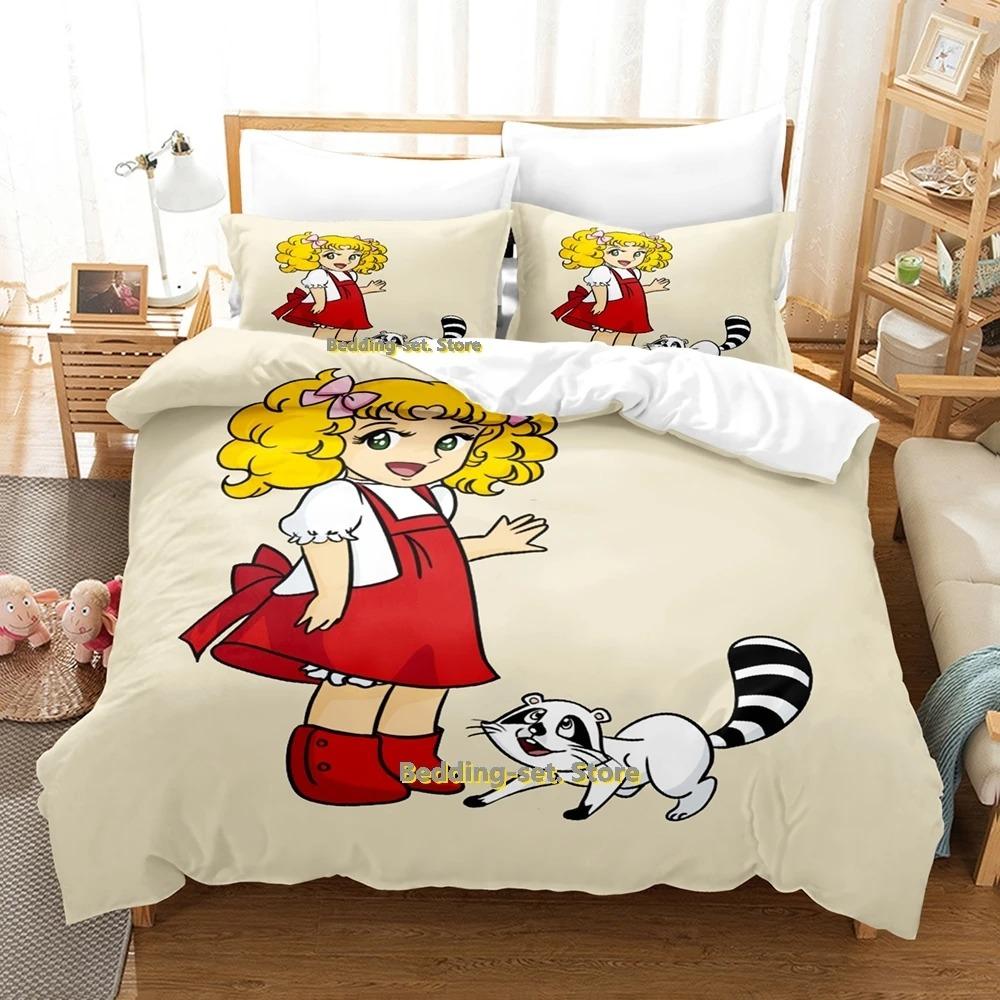 Candy Candy 3D Kawaii Anime Beddengoed Set Enkel Twin Volledig Queen King Size Dekbedovertrek Sets voor Volwassen Kind Slaapkamer