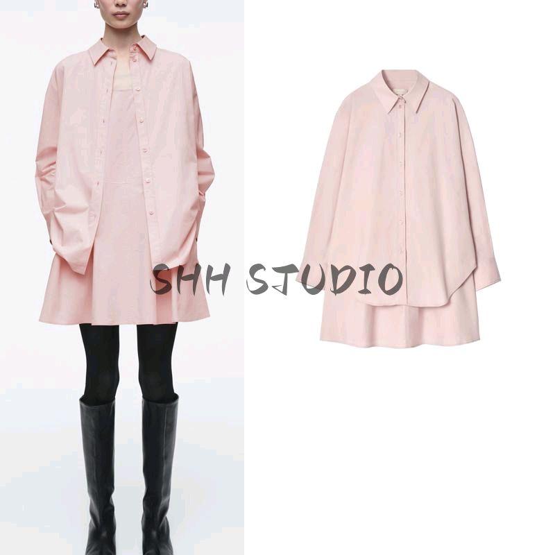 CS Spring New Women's Clothing French Style Long Sleeve Casual Stacked Flared Shirt Dress 1281230