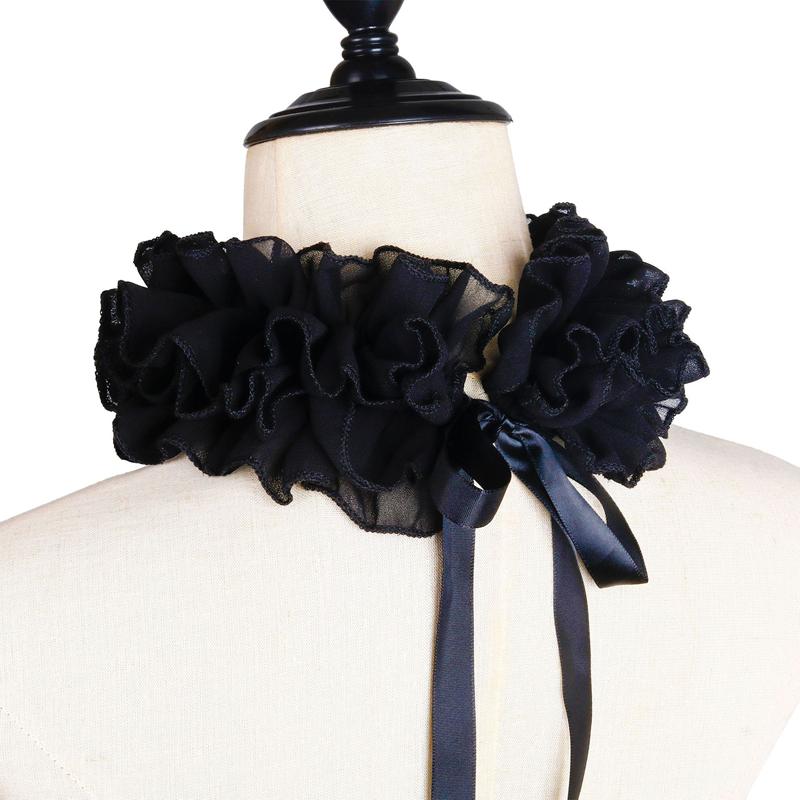 

White Multi-layered Pleated Ruffle Fake Collar Sweater Decorative Fake Stand Collar Detachable High Collar Costume Neck Collar