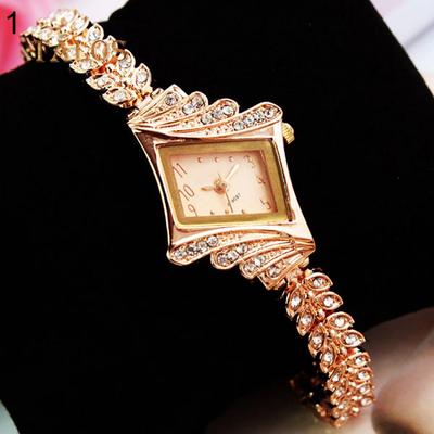 Dámské hodinky Quartz Rhombus Crystal Stone Analogové kovové náramkové hodinky