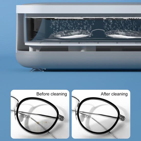 Ultrasonic Cleaner with Lid 47KHz High Frequency Quiet Large Capacity Automatic Jewelry Makeup Brush Vibration Cleaning Machine Daily Use