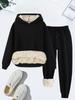 Women's US Size Lambswool Fleece-Lined Hooded Sweatshirt - Winter Warm Thick Pullover Top