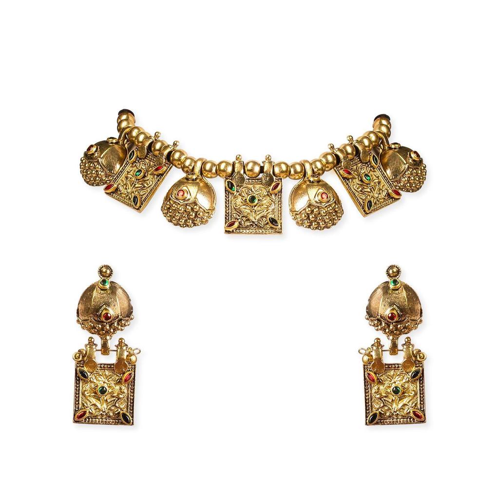 Oxidised  Handcrafted Stone Studded Necklace Set For Women and Girls – Perfect for Weddings and Special Occasions