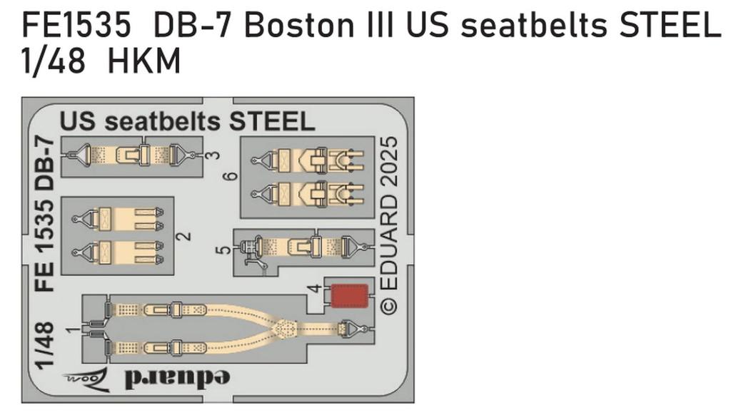 eduard Zoom Boston III US Military Seatbelt Stainless Steel HK Plastic Model Parts EDUFE1535 1/48 DB-7 (for Models) (Airplane)