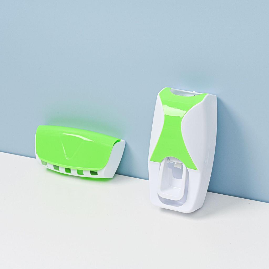 No-Drill Toothbrush Holder & Automatic Toothpaste Dispenser Wall-Mounted Set