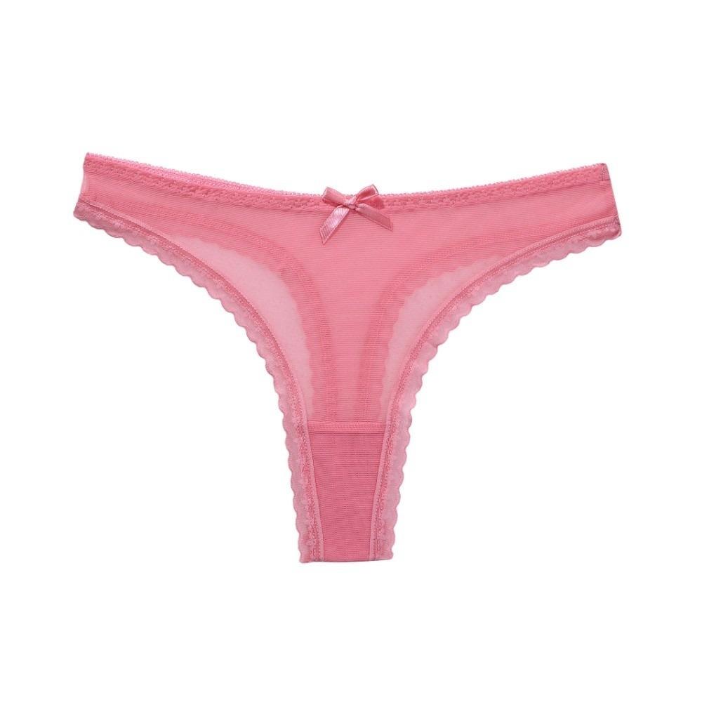 Soft Low Waist Briefs Traceless T-back Panties Fashion Lace Transparent Thongs Daily Wear