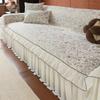 1pc Floral Jacquard Ruffle Hem Sofa Cover, Elegant Chenille Fabric, All-Season Machine Washable, Fits 1-4 Seater