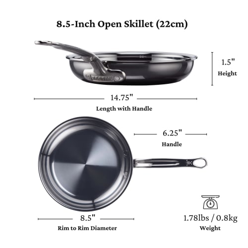 Meyer HTN-P22 22cm Stainless Steel Frying Pan with Titanium Coating, Induction Compatible, Made In Italy, "Hestan Nanobond