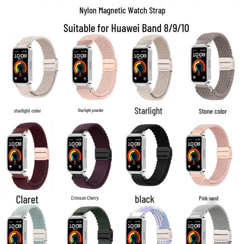 Compatible Nylon Woven Magnetic Buckle Strap for Huawei Band 11/11 Pro & Xiaomi Band 9/10
